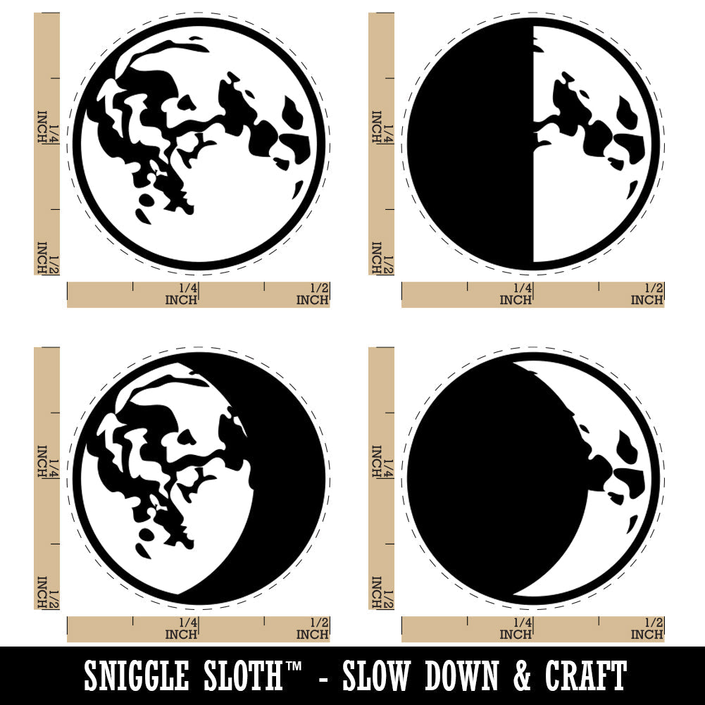 Moon Phases Quarter Waxing Waning Full Rubber Stamp Set for Stamping Crafting Planners