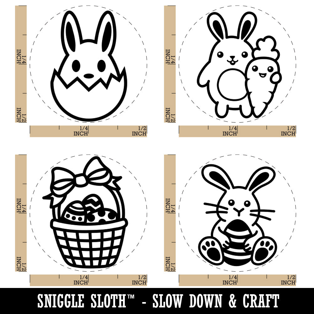 Easter Bunny Eggs Carrot Hatching Rubber Stamp Set for Stamping Crafting Planners