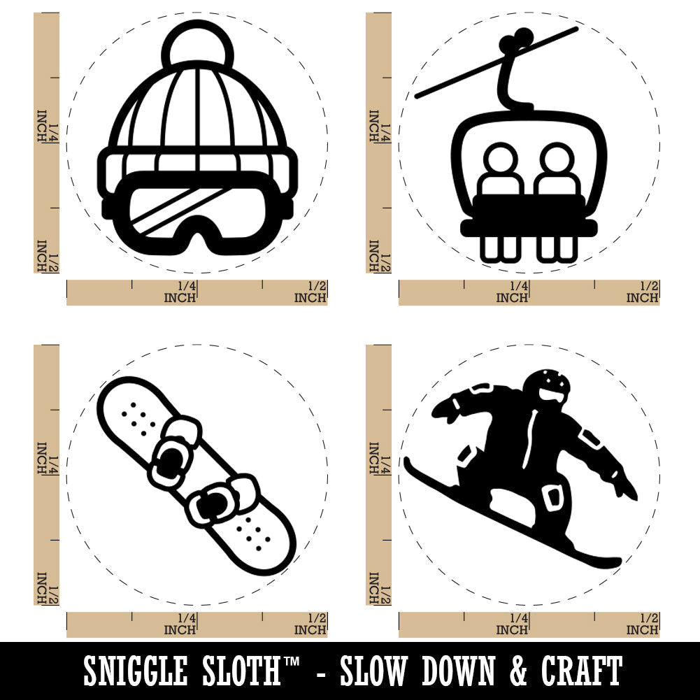 Snowboarding Extreme Snowboarder Snowboard Rubber Stamp Set for Stamping Crafting Planners