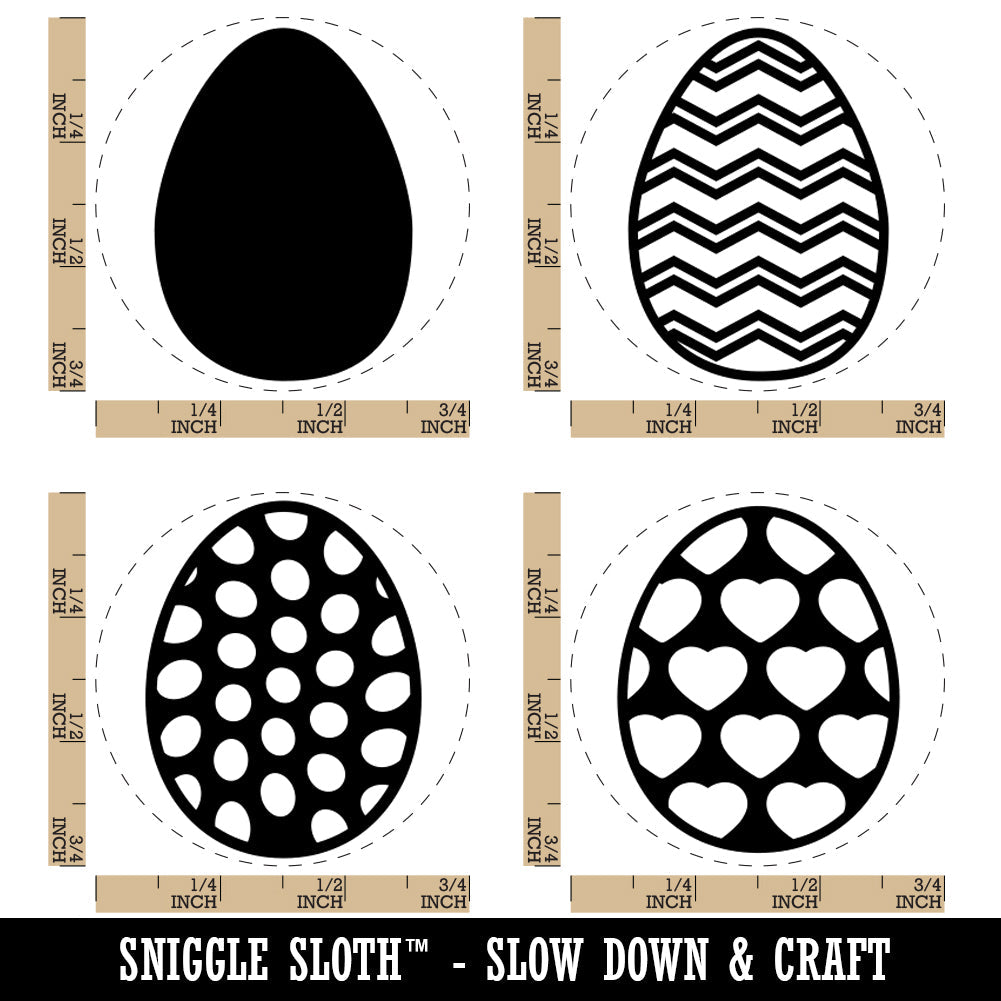 Easter Egg Hearts Polka Dots Pattern Rubber Stamp Set for Stamping Crafting Planners