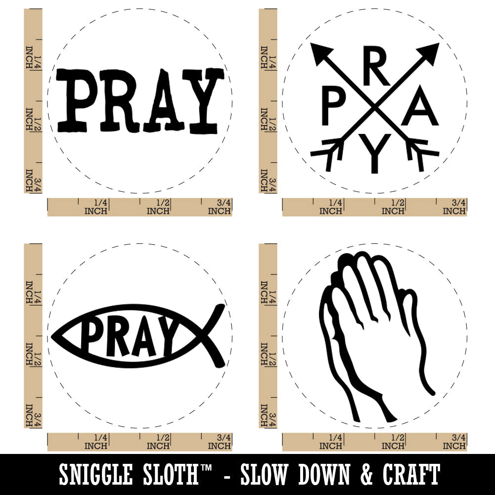 Pray Ichthys Fish Hands Text Rubber Stamp Set for Stamping Crafting Planners