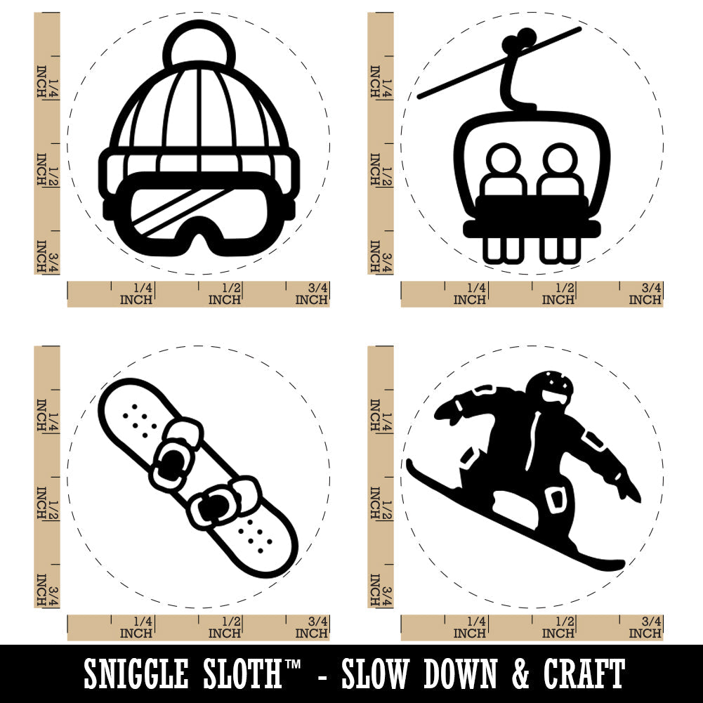 Snowboarding Extreme Snowboarder Snowboard Rubber Stamp Set for Stamping Crafting Planners