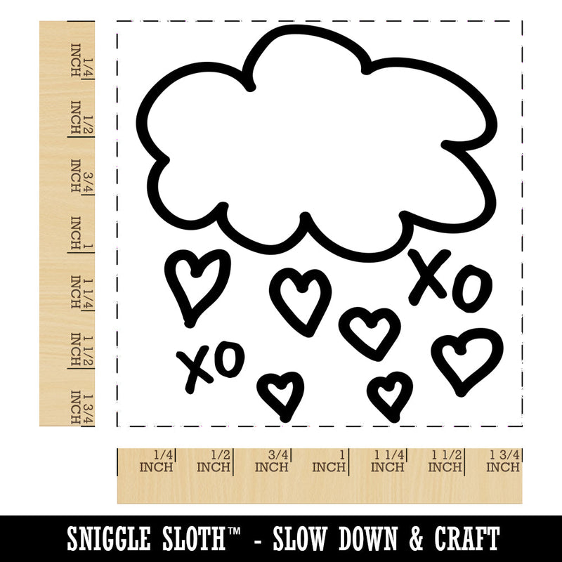 Showers of Love Hearts Square Rubber Stamp for Stamping Crafting