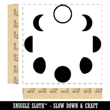Moon Phases Circle Square Rubber Stamp for Stamping Crafting