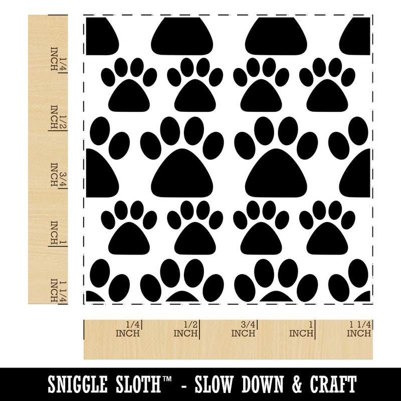 Paw Print Pattern Background Square Rubber Stamp for Stamping Crafting