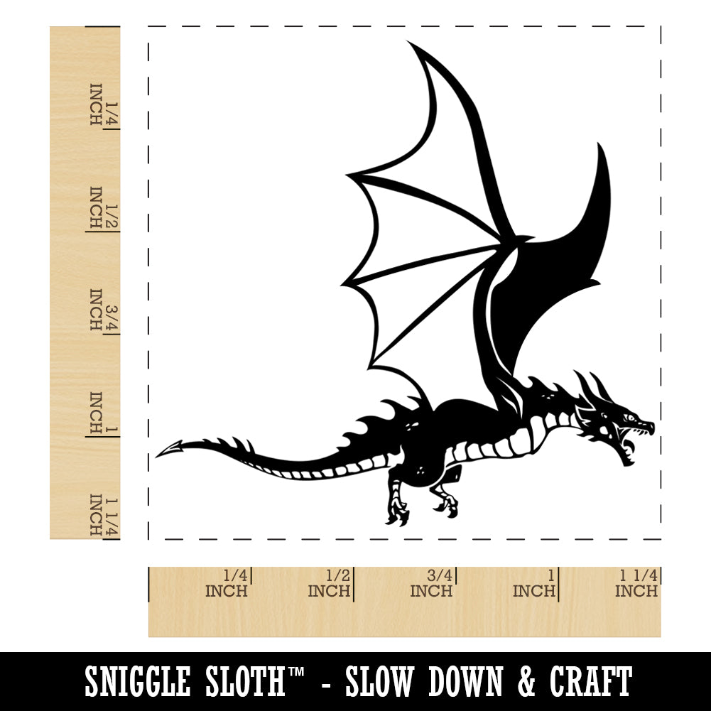 Fierce Flying Dragon Square Rubber Stamp for Stamping Crafting