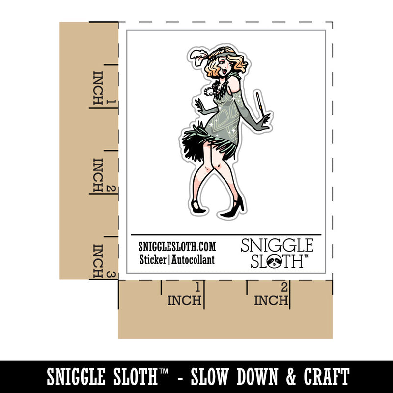 Water Bottle Sticker Set 1920's Vintage Flapper Dancing Woman Dress Cute Waterproof Vinyl Stickers Pack Decal, Skateboard, Laptop, Car, Window, Bumper - 5 Pack