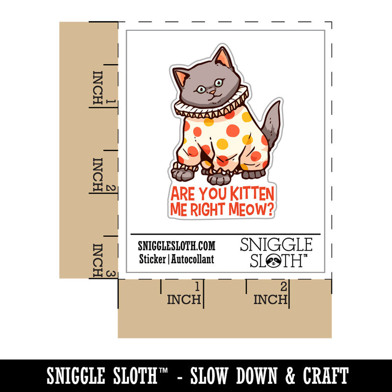 Water Bottle Sticker Set Are You Kitten Me Right Meow Clown Cat Cute Waterproof Vinyl Stickers Pack Decal, Skateboard, Laptop, Car, Window, Bumper - 5 Pack