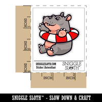 Water Bottle Sticker Set Baby Hippo in Lifesaver Life Preserver Cute Waterproof Vinyl Stickers Pack Decal, Skateboard, Laptop, Car, Window, Bumper - 5 Pack