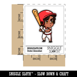 Water Bottle Sticker Set Baseball Boy Batter with Bat Chibi Sports Cute Waterproof Vinyl Stickers Pack Decal, Skateboard, Laptop, Car, Window, Bumper - 5 Pack