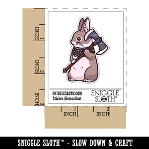 Water Bottle Sticker Set Battle Bunny Rabbit with Axe and Scale Armor Cute Waterproof Vinyl Stickers Pack Decal, Skateboard, Laptop, Car, Window, Bumper - 5 Pack