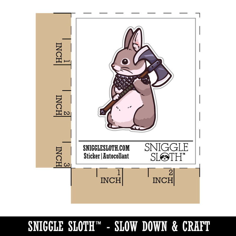 Water Bottle Sticker Set Battle Bunny Rabbit with Axe and Scale Armor Cute Waterproof Vinyl Stickers Pack Decal, Skateboard, Laptop, Car, Window, Bumper - 5 Pack