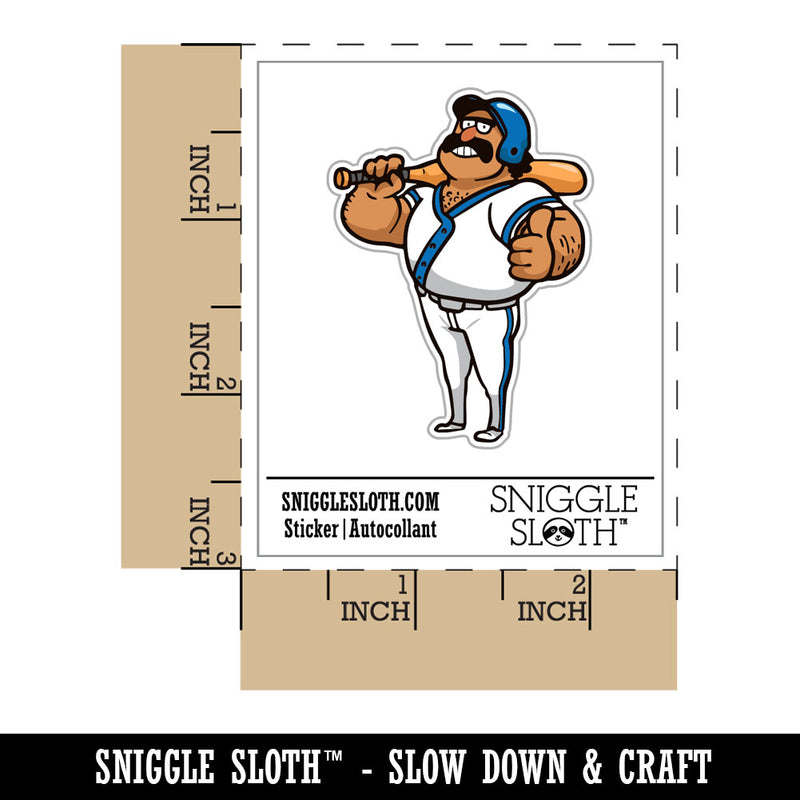 Water Bottle Sticker Set Burly Cartoon Baseball Player Batter Man Cute Waterproof Vinyl Stickers Pack Decal, Skateboard, Laptop, Car, Window, Bumper - 5 Pack