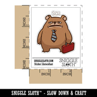 Water Bottle Sticker Set Burnout Business Bear Sigh Sad Tired Cute Waterproof Vinyl Stickers Pack Decal, Skateboard, Laptop, Car, Window, Bumper - 5 Pack