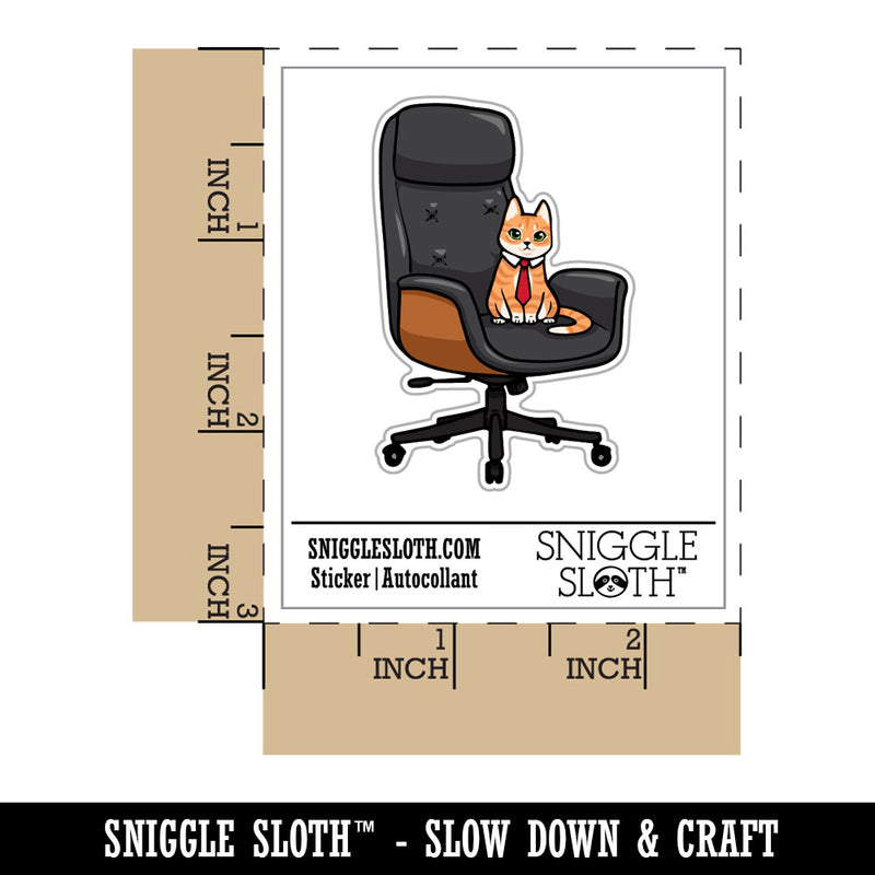 Water Bottle Sticker Set Business Cat In Executive Office Chair Cute Waterproof Vinyl Stickers Pack Decal, Skateboard, Laptop, Car, Window, Bumper - 5 Pack