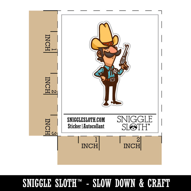 Water Bottle Sticker Set Cartoon Cowboy Western Sheriff Wild Western Cute Waterproof Vinyl Stickers Pack Decal, Skateboard, Laptop, Car, Window, Bumper - 5 Pack