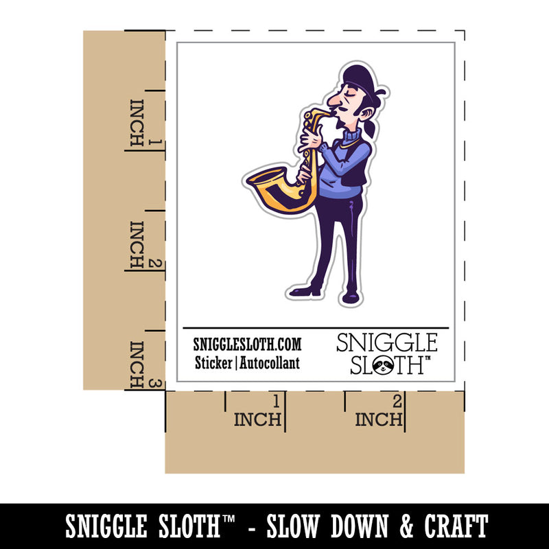 Water Bottle Sticker Set Cool Jazz Man Musician Playing Saxaphone Music Cute Waterproof Vinyl Stickers Pack Decal, Skateboard, Laptop, Car, Window, Bumper - 5 Pack