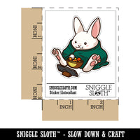Water Bottle Sticker Set Cozy Bunny Rabbit Eating Snacks Watching Shows Cute Waterproof Vinyl Stickers Pack Decal, Skateboard, Laptop, Car, Window, Bumper - 5 Pack