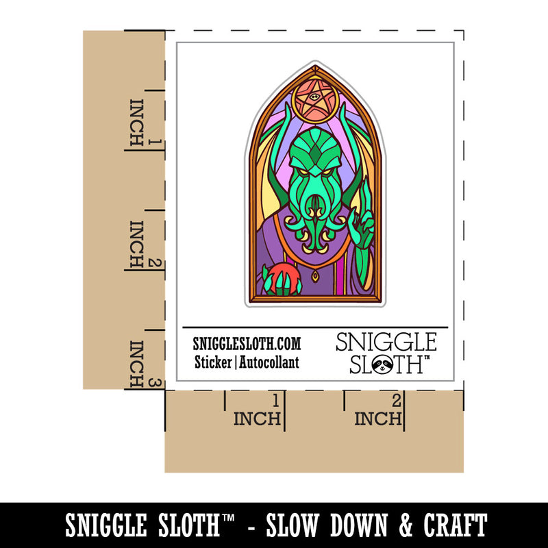 Water Bottle Sticker Set Cthulhu Stained Glass Horror Monster Lovecraft Cute Waterproof Vinyl Stickers Pack Decal, Skateboard, Laptop, Car, Window, Bumper - 5 Pack