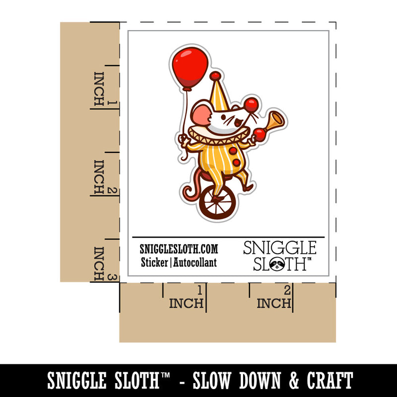 Water Bottle Sticker Set Cute Circus Mouse Unicycle Balloon Horn Cute Waterproof Vinyl Stickers Pack Decal, Skateboard, Laptop, Car, Window, Bumper - 5 Pack