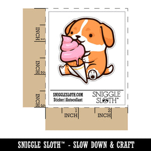 Water Bottle Sticker Set Cute Puppy Dog Licking Ice Cream Cone Cute Waterproof Vinyl Stickers Pack Decal, Skateboard, Laptop, Car, Window, Bumper - 5 Pack