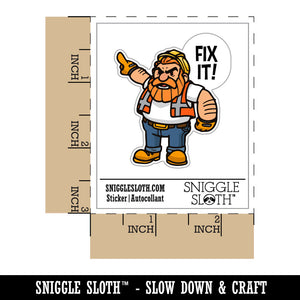 Water Bottle Sticker Set Fix It Grumpy Construction Worker Builder Cute Waterproof Vinyl Stickers Pack Decal, Skateboard, Laptop, Car, Window, Bumper - 5 Pack