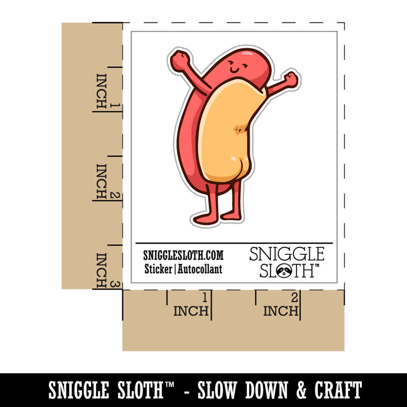 Water Bottle Sticker Set Hot Dog Buns Butt Food Funny Cute Waterproof Vinyl Stickers Pack Decal, Skateboard, Laptop, Car, Window, Bumper - 5 Pack