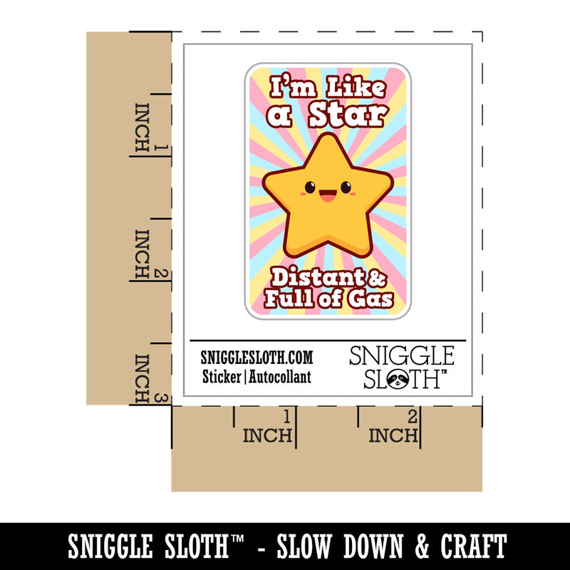 Water Bottle Sticker Set I'm Like A Star Distant Full of Gas Funny Cute Waterproof Vinyl Stickers Pack Decal, Skateboard, Laptop, Car, Window, Bumper - 5 Pack