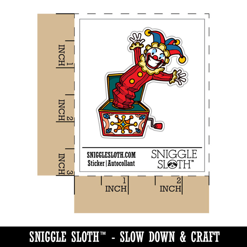 Water Bottle Sticker Set Jack-In-The-Box Circus Clown Toy Cute Waterproof Vinyl Stickers Pack Decal, Skateboard, Laptop, Car, Window, Bumper - 5 Pack