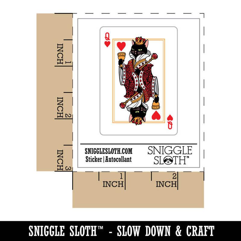 Water Bottle Sticker Set Queen of Hearts Cat Cute Playing Card Poker Cute Waterproof Vinyl Stickers Pack Decal, Skateboard, Laptop, Car, Window, Bumper - 5 Pack