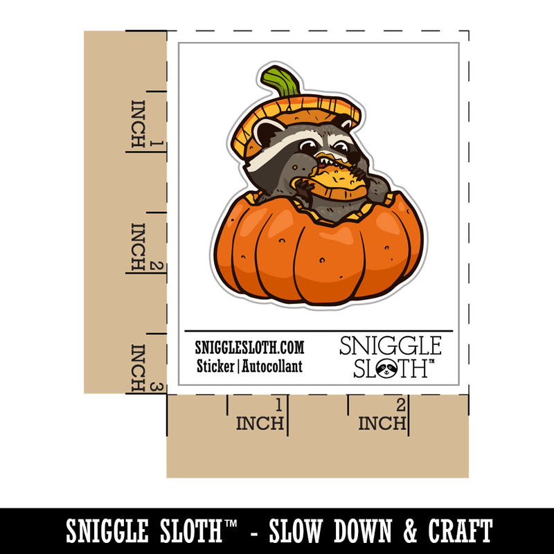 Water Bottle Sticker Set Raccoon Eating Pumpkin Fall Harvest Season Cute Waterproof Vinyl Stickers Pack Decal, Skateboard, Laptop, Car, Window, Bumper - 5 Pack