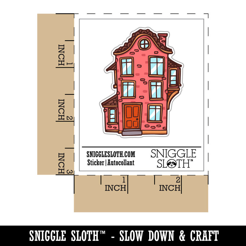 Water Bottle Sticker Set Tall Skinny Brick House Home Cute Waterproof Vinyl Stickers Pack Decal, Skateboard, Laptop, Car, Window, Bumper - 5 Pack