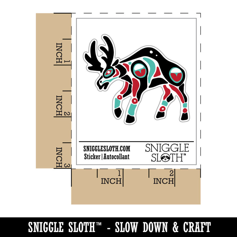 Water Bottle Sticker Set Tribal Native American Moose Totem Cute Waterproof Vinyl Stickers Pack Decal, Skateboard, Laptop, Car, Window, Bumper - 5 Pack