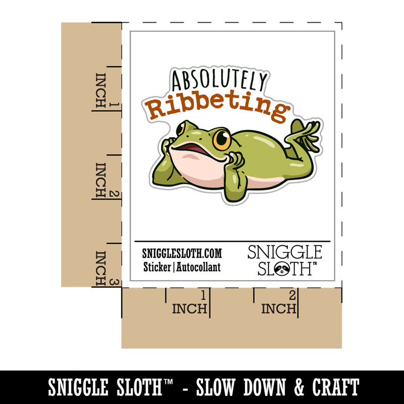 Absolutely Ribbeting Frog Funny Pun Compliment Waterproof Vinyl Phone Tablet Laptop Water Bottle Car Window Bumper Decal Sticker Set - 5 Pack