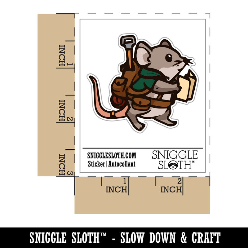 Adventurous Hiking Mouse with Map Backpack Waterproof Vinyl Phone Tablet Laptop Water Bottle Car Window Bumper Decal Sticker Set - 5 Pack