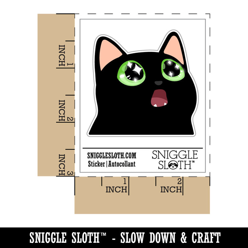 Amazed Cat with Sparkly Star Eyes Waterproof Vinyl Phone Tablet Laptop Water Bottle Car Window Bumper Decal Sticker Set - 5 Pack