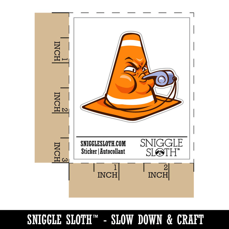 Angry Traffic Cone Blowing Whistle Waterproof Vinyl Phone Tablet Laptop Water Bottle Car Window Bumper Decal Sticker Set - 5 Pack
