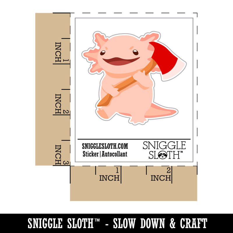 Axing Axolotl with Axe Waterproof Vinyl Phone Tablet Laptop Water Bottle Car Window Bumper Decal Sticker Set - 5 Pack