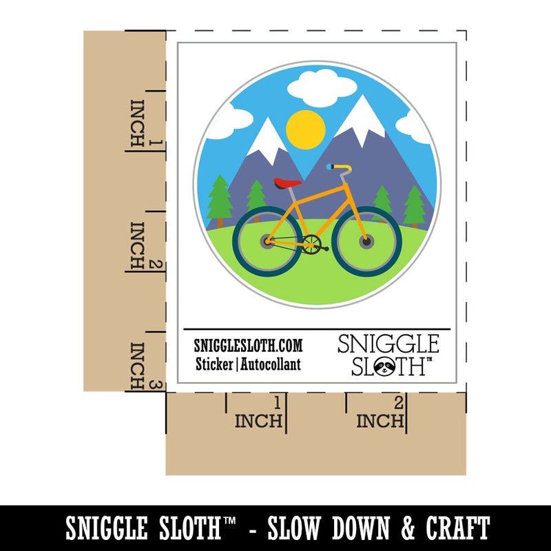 Bike Mountains Scene Bicycle Waterproof Vinyl Phone Tablet Laptop Water Bottle Car Window Bumper Decal Sticker Set - 5 Pack