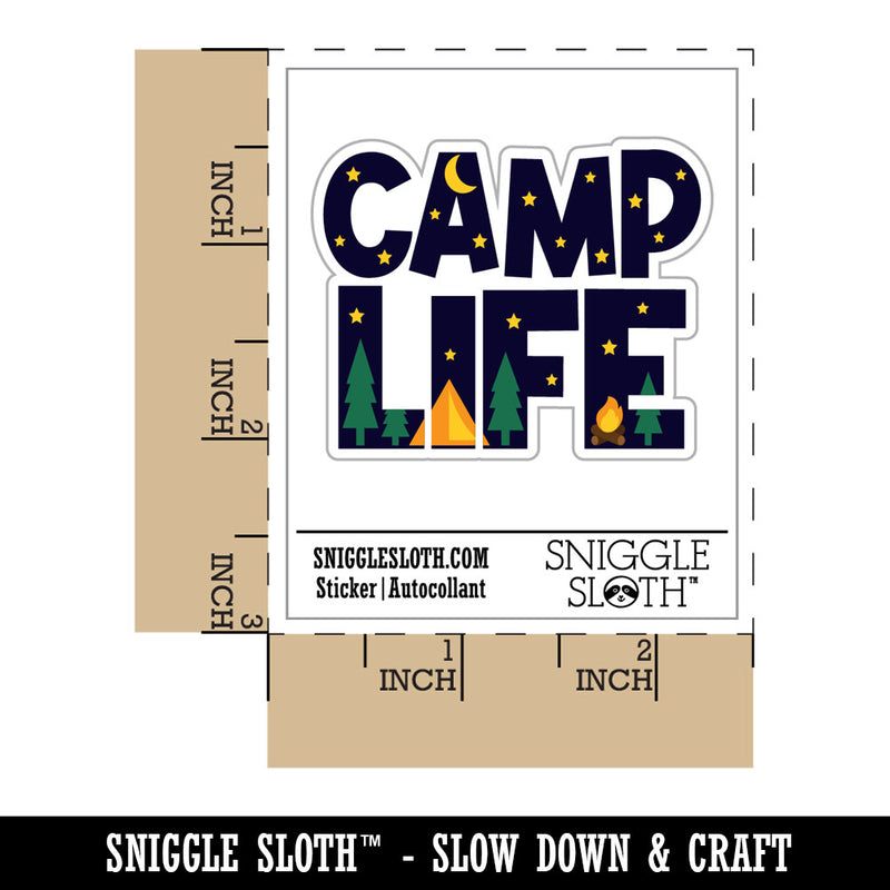 Camp Life Camping Waterproof Vinyl Phone Tablet Laptop Water Bottle Car Window Bumper Decal Sticker Set - 5 Pack