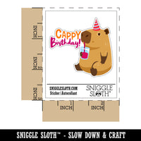 Cappy Happy Birthday Capybara Waterproof Vinyl Phone Tablet Laptop Water Bottle Car Window Bumper Decal Sticker Set - 5 Pack