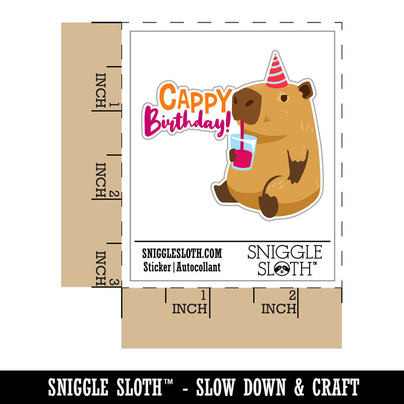 Cappy Happy Birthday Capybara Waterproof Vinyl Phone Tablet Laptop Water Bottle Car Window Bumper Decal Sticker Set - 5 Pack