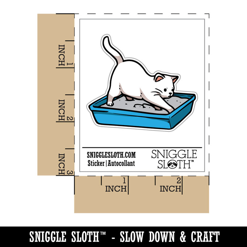 Cat Burying Litter Box Poop Waterproof Vinyl Phone Tablet Laptop Water Bottle Car Window Bumper Decal Sticker Set - 5 Pack
