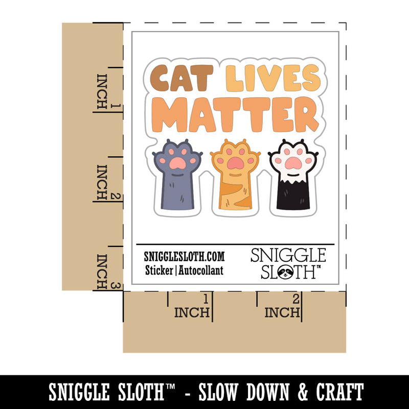 Cat Lives Matter Cat Paws Waterproof Vinyl Phone Tablet Laptop Water Bottle Car Window Bumper Decal Sticker Set - 5 Pack