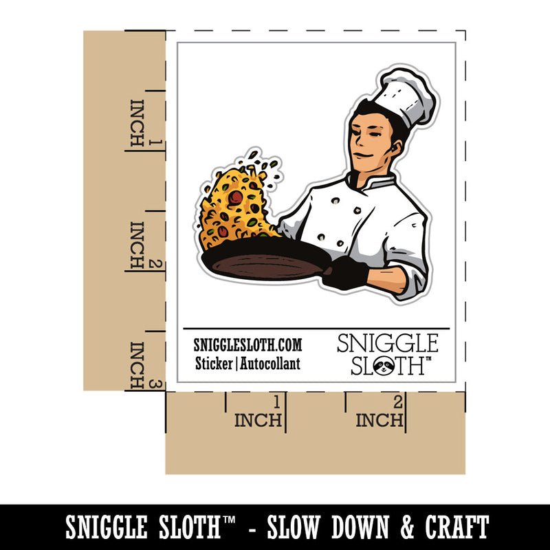 Chef Cook With Frying Pan Fried Rice Waterproof Vinyl Phone Tablet Laptop Water Bottle Car Window Bumper Decal Sticker Set - 5 Pack