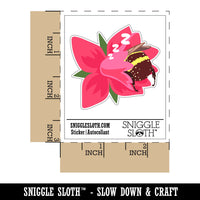 Chubby Bumblebee Sleeping In Flower Nap Waterproof Vinyl Phone Tablet Laptop Water Bottle Car Window Bumper Decal Sticker Set - 5 Pack