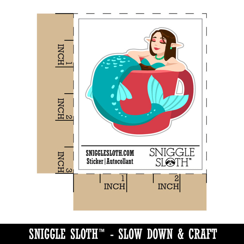Coffee Tea Mermaid Mug Waterproof Vinyl Phone Tablet Laptop Water Bottle Car Window Bumper Decal Sticker Set - 5 Pack