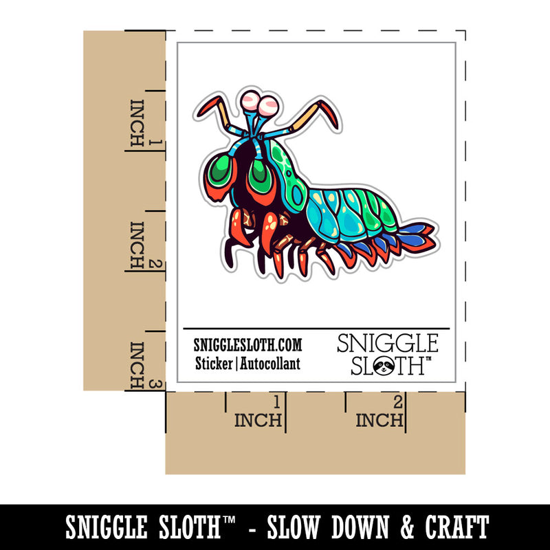 Colorful Peacock Mantis Shrimp Rainbow Waterproof Vinyl Phone Tablet Laptop Water Bottle Car Window Bumper Decal Sticker Set - 5 Pack