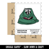 Cozy Raccoon Reading Book In Blanket Waterproof Vinyl Phone Tablet Laptop Water Bottle Car Window Bumper Decal Sticker Set - 5 Pack