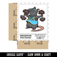 Cute Funny Gym Rat with Dumbbells and Sweatband Rodent Waterproof Vinyl Phone Tablet Laptop Water Bottle Car Window Bumper Decal Sticker Set - 5 Pack